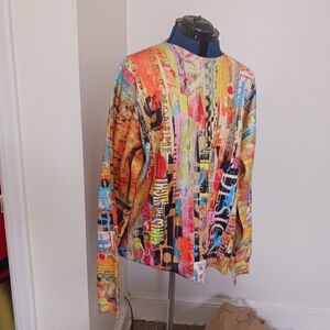 Streetwear Shirt Multicolor Colorblock Abstract  Xl